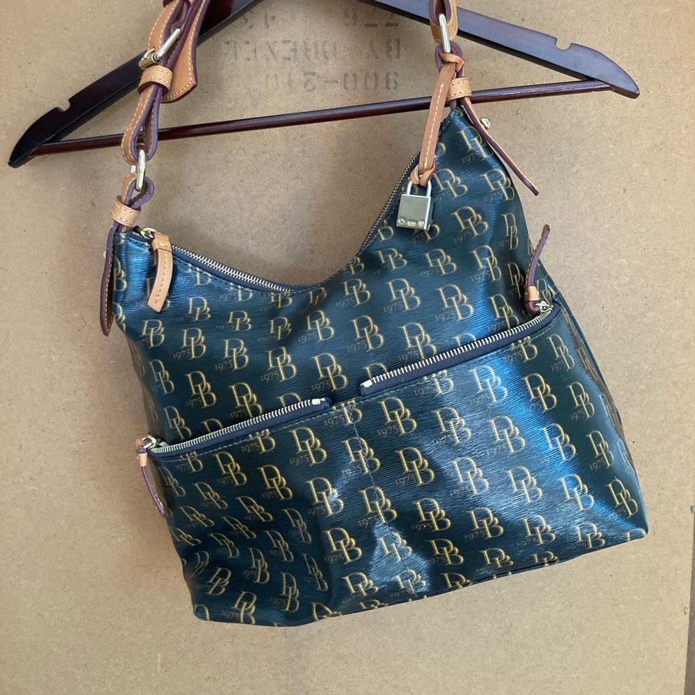 Dooney & Bourke Brown Leather Double Pocket Handbag Purse